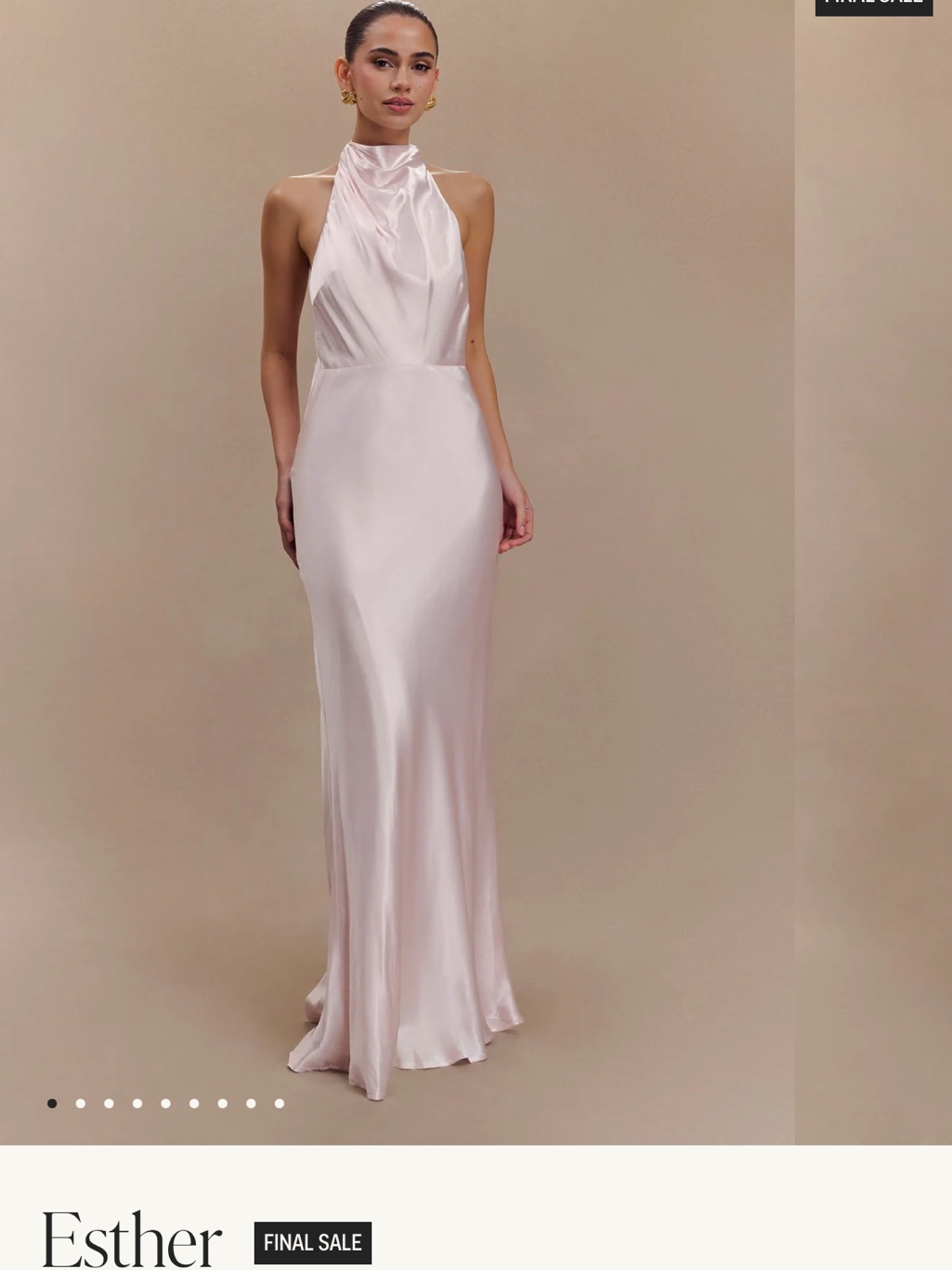 Meshki Esther Halter Satin Maxi Dress In Pale Pink